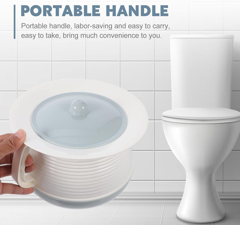 KALLORY Spittoon Urinal with Lid Plastic Urinal Bed Pan Elderly Covered Spittoon Portable Chamber Pot Adults Spittoon Disabled Chamber Pot Night Urine Pot Spittoon - Image 3